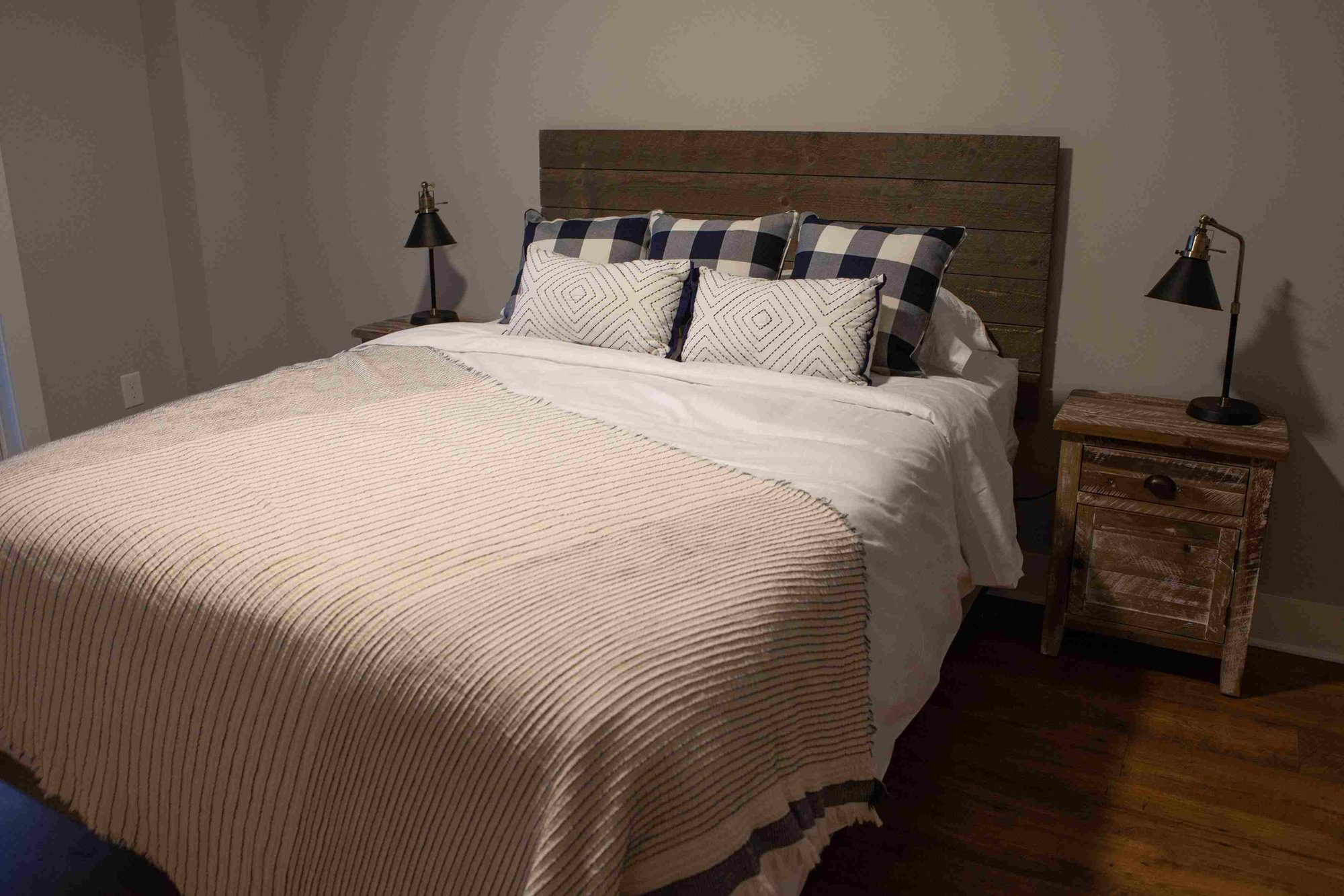 Downstairs Guest Bedroom with Queen Bed and Wood Headboard _ PAXISgroup Custom Home Builders in GA_11zon Downstairs Guest Bedroom with Queen Bed and Wood Headboard _ PAXISgroup Custom Home Builders in GA_11zon