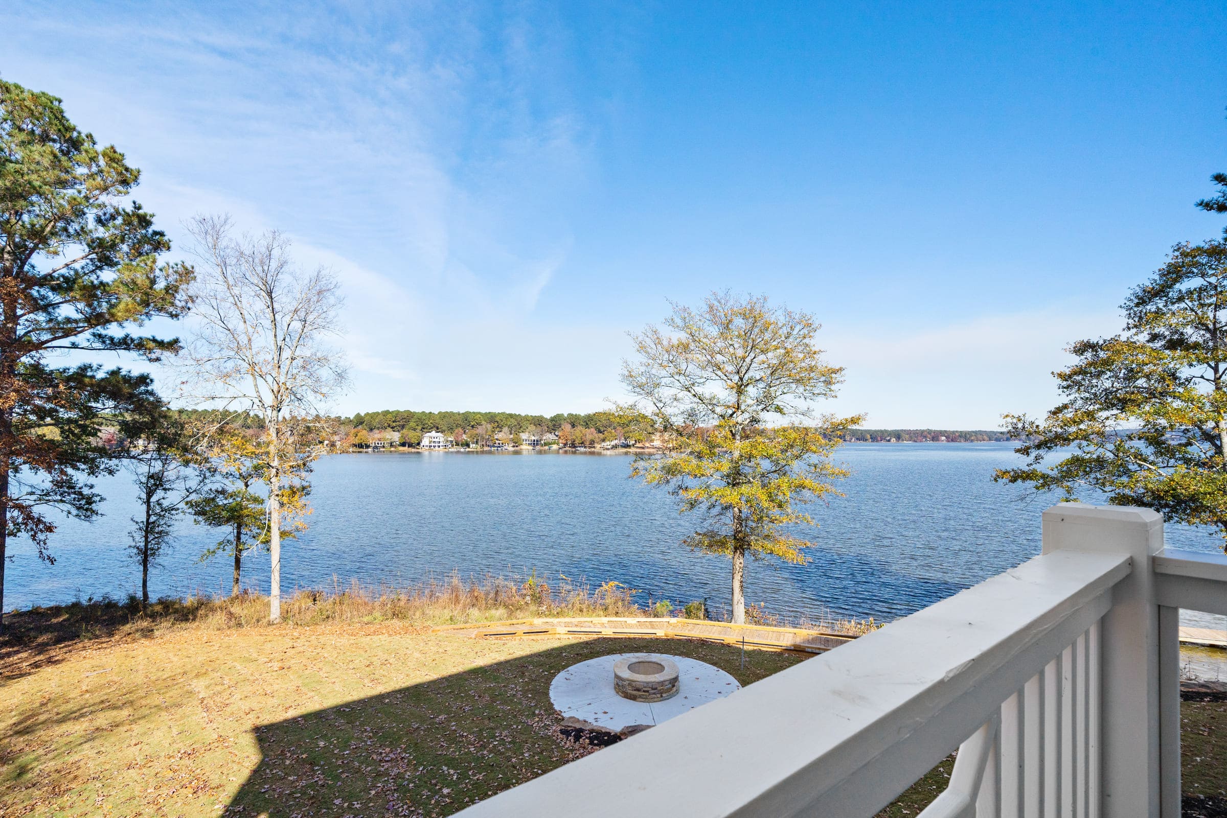 Lake Front View with Fall Trees in the Background